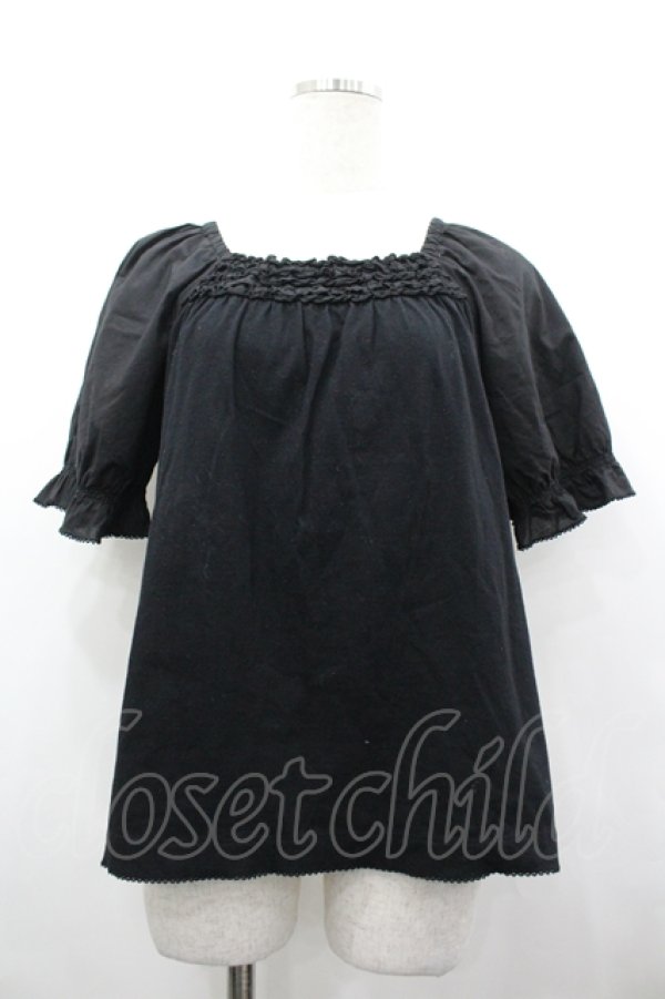 画像1: PINK HOUSE / 胸元ピコフリルカットソー L 黒 I-26-04-10-027-LO-TO-TE-ZI (1)