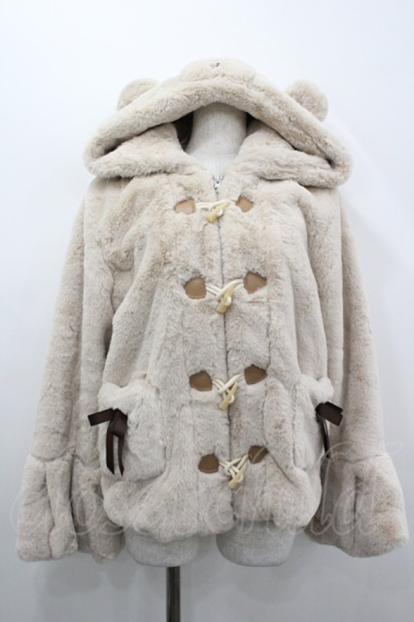 画像1: 天羽川（海外ロリータブランド） / くまみみダッフルファーコート L ベージュ I-26-04-12-031-LO-CO-TE-ZI (1)