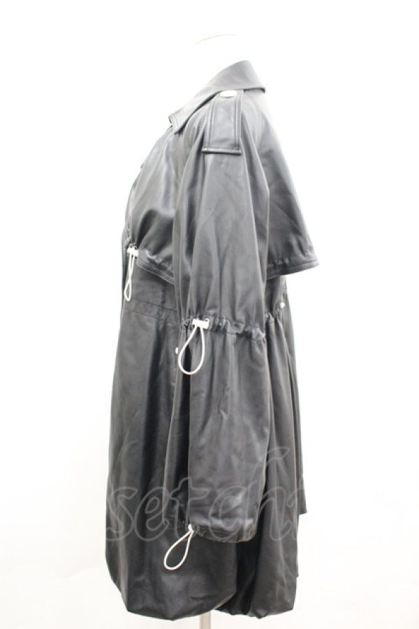 画像2: lilLilly / フェイクレザーフリルコート  黒 I-26-04-12-034-LO-CO-SA-ZI (2)