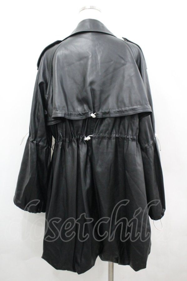 画像3: lilLilly / フェイクレザーフリルコート  黒 I-26-04-12-034-LO-CO-SA-ZI (3)