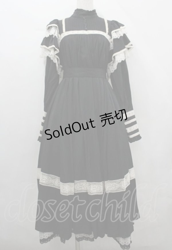 画像1: Hoshibako Works / リリアンヌ姉妹ワンピース(ロング丈)  黒Ｘ白 I-26-04-12-039-LO-OP-SA-ZI (1)