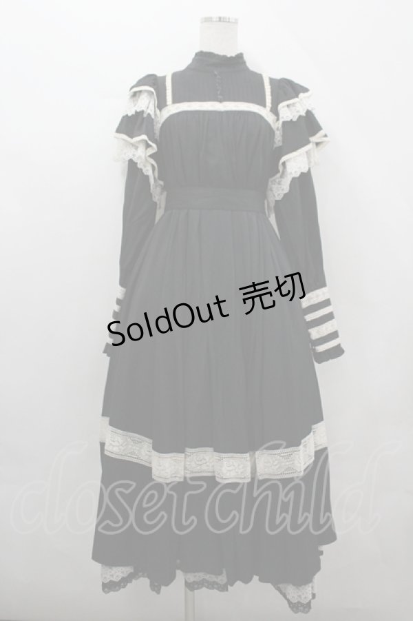 画像2: Hoshibako Works / リリアンヌ姉妹ワンピース(ロング丈)  黒Ｘ白 I-26-04-12-039-LO-OP-SA-ZI (2)