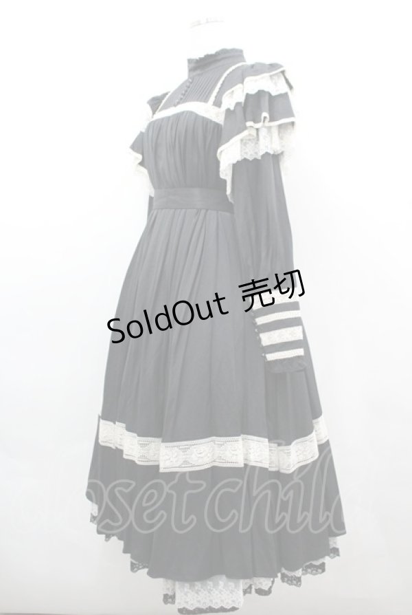 画像4: Hoshibako Works / リリアンヌ姉妹ワンピース(ロング丈)  黒Ｘ白 I-26-04-12-039-LO-OP-SA-ZI (4)