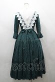 画像3: Avenue Denfer / クラシカル コットンジャガード レーススタンドカラードレス M グリーン I-26-04-12-042-LO-OP-TE-ZI (3)