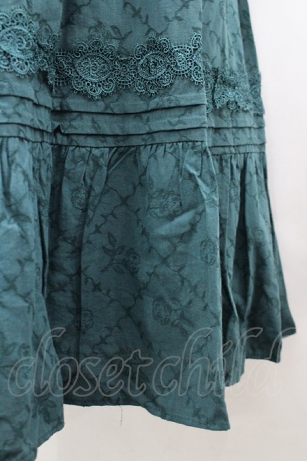 画像6: Avenue Denfer / クラシカル コットンジャガード レーススタンドカラードレス M グリーン I-26-04-12-042-LO-OP-TE-ZI (6)