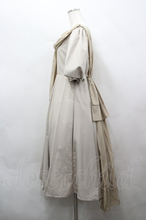 画像2: 中国ロリータ / リボンデザインAラインワンピース M ベージュ I-26-04-12-045-LO-OP-TE-ZI (2)