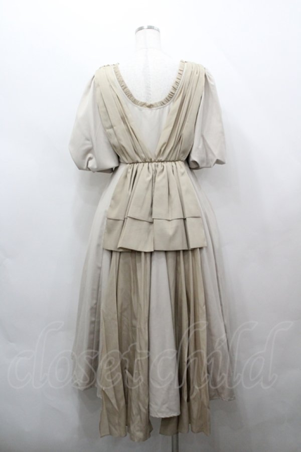 画像3: 中国ロリータ / リボンデザインAラインワンピース M ベージュ I-26-04-12-045-LO-OP-TE-ZI (3)