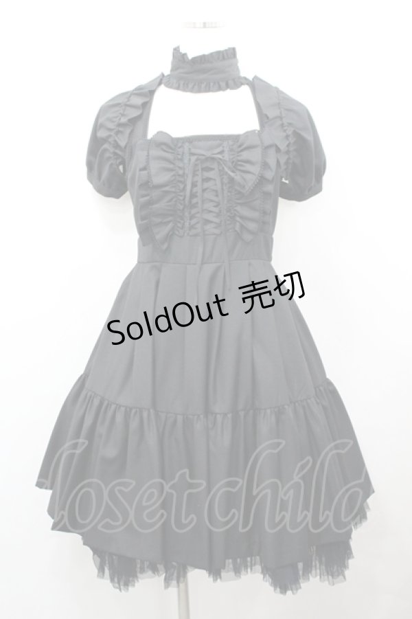 画像1: BPN / チョーカー＆スリーブ付ノースリーブワンピース M 黒 I-26-04-12-046-GO-OP-TE-ZI (1)