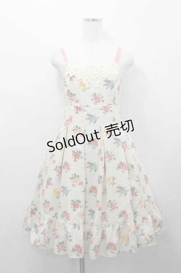 画像1: Emily Temple cute / 胸元レース花柄キャミワンピース  アイボリー I-26-04-12-048-ET-OP-TE-ZI (1)