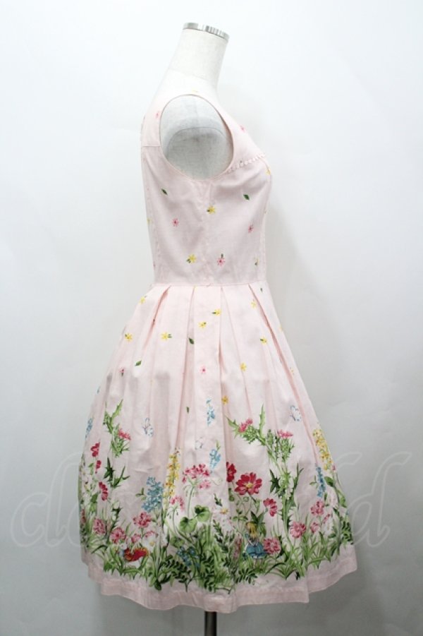 画像4: Emily Temple cute / お花畑プリントリボンベルト付ノースリーブワンピース  ピンク I-26-04-12-049-ET-OP-TE-ZI (4)