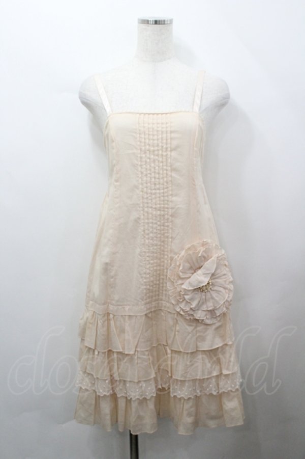 画像1: Emily Temple cute / フラワーモチーフコットンキャミワンピース  ピンクベージュ I-26-04-12-050-ET-OP-TE-ZI (1)