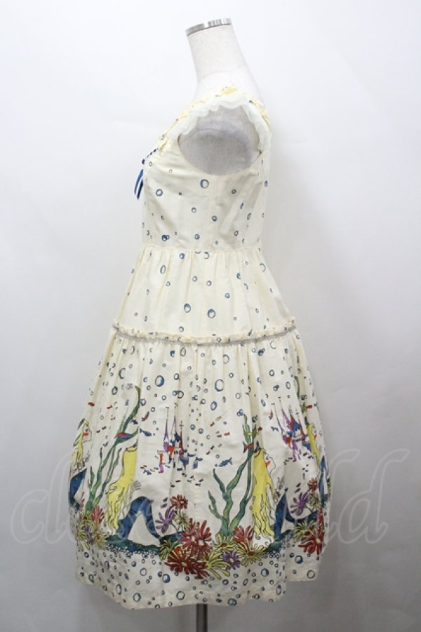 画像2: Emily Temple cute / マーメイドプリントノースリーブワンピース  生成り I-26-04-12-051-ET-OP-TE-ZI (2)