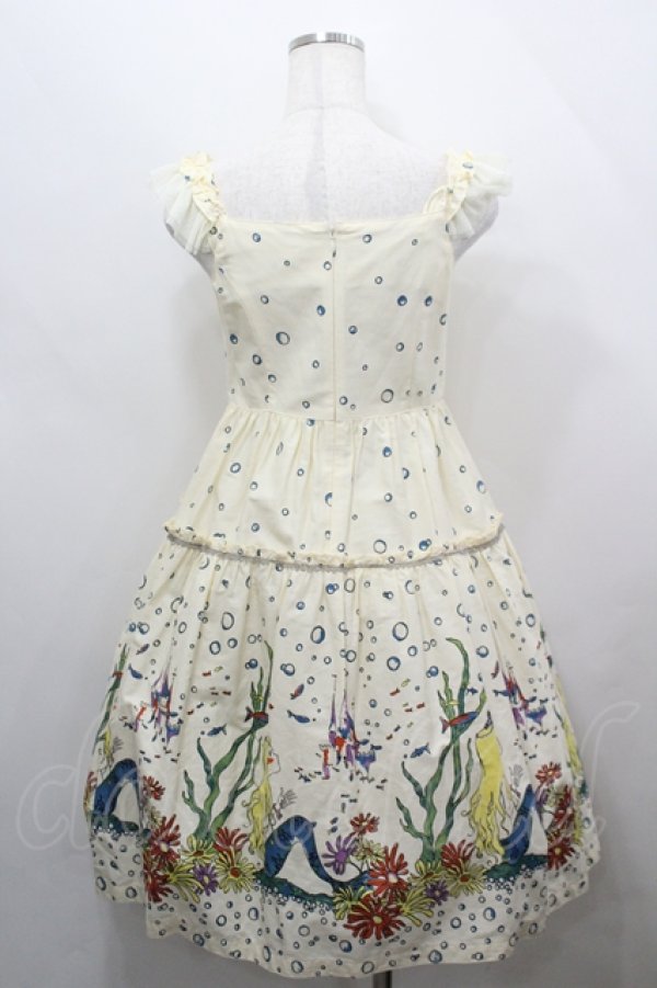 画像3: Emily Temple cute / マーメイドプリントノースリーブワンピース  生成り I-26-04-12-051-ET-OP-TE-ZI (3)