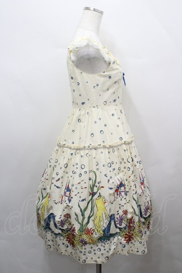 画像4: Emily Temple cute / マーメイドプリントノースリーブワンピース  生成り I-26-04-12-051-ET-OP-TE-ZI (4)