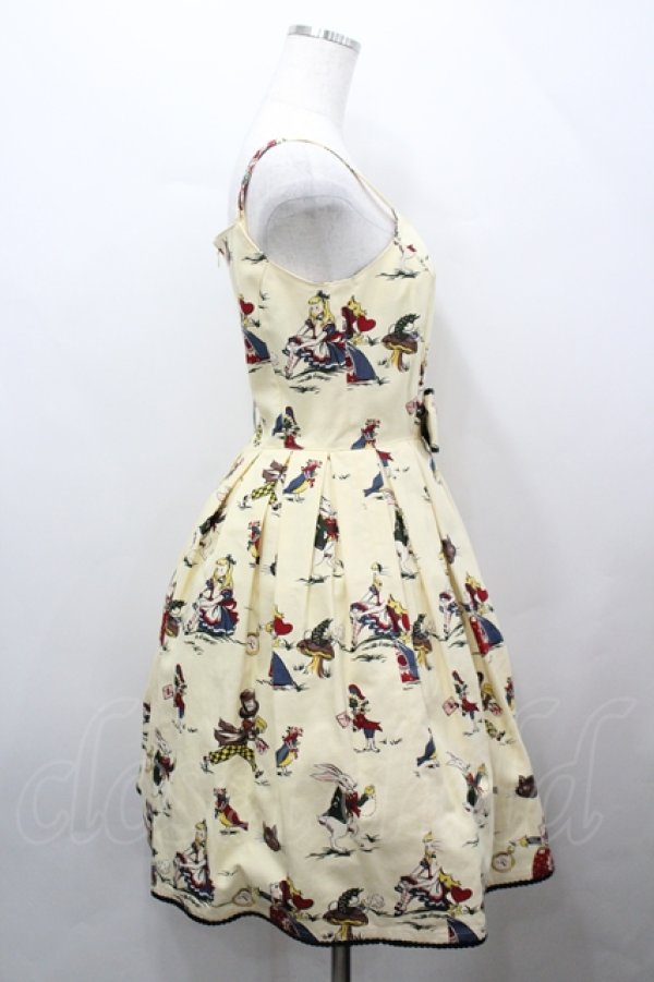 画像4: Emily Temple cute / ワンダーランドウエストリボンノースリーブワンピース  オフシロ I-26-04-12-052-ET-OP-TE-ZI (4)