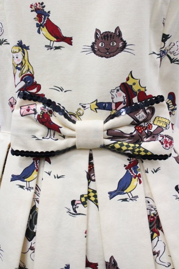 画像5: Emily Temple cute / ワンダーランドウエストリボンノースリーブワンピース  オフシロ I-26-04-12-052-ET-OP-TE-ZI (5)