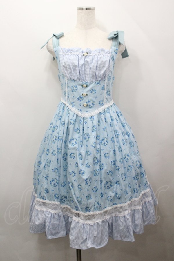 画像1: 愛野えり×HEENIE HEENIE / Petal Pique-niqueジャンパースカート  サックス I-26-04-12-053-LO-OP-SA-ZI (1)