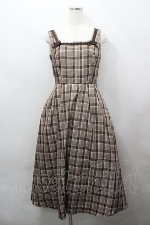 画像1: m petit by misako / スクエアネックジャンパースカート M ブラウン I-26-04-12-055-LO-OP-SA-ZI (1)