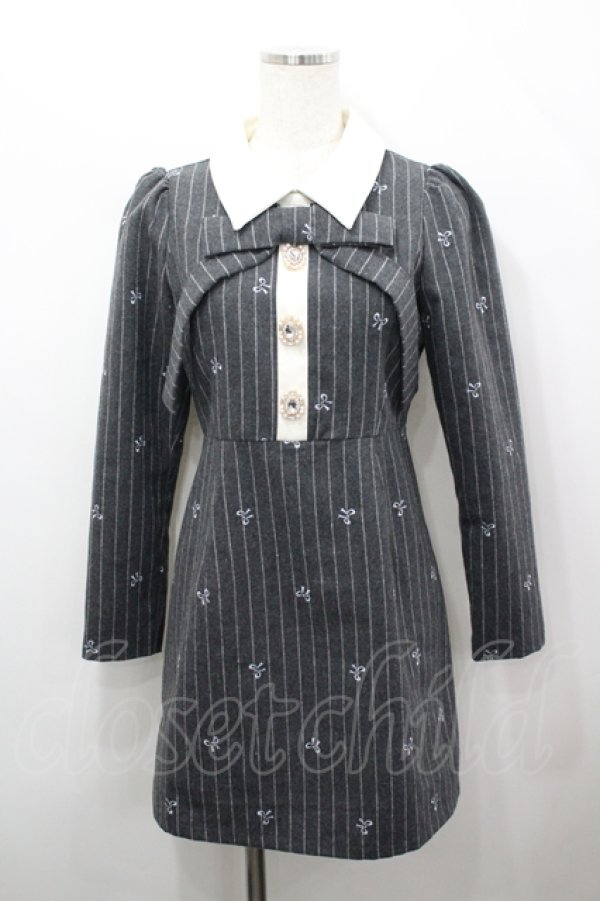 画像1: An MILLE / リボンタイワンピース S グレー I-26-04-12-056-EL-SK-TE-ZI (1)