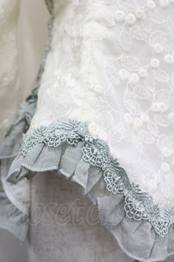 画像3: Hinana Queena（海外ロリータブランド） / 菫の秘め事 チャイナ風ブラウス M 生成り×グリーン I-26-04-12-001-LO-BL-TE-ZI (3)