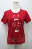 画像1: PINK HOUSE / テディベアプリントカットソー M 赤 I-26-04-12-011-LO-TO-TE-ZI (1)
