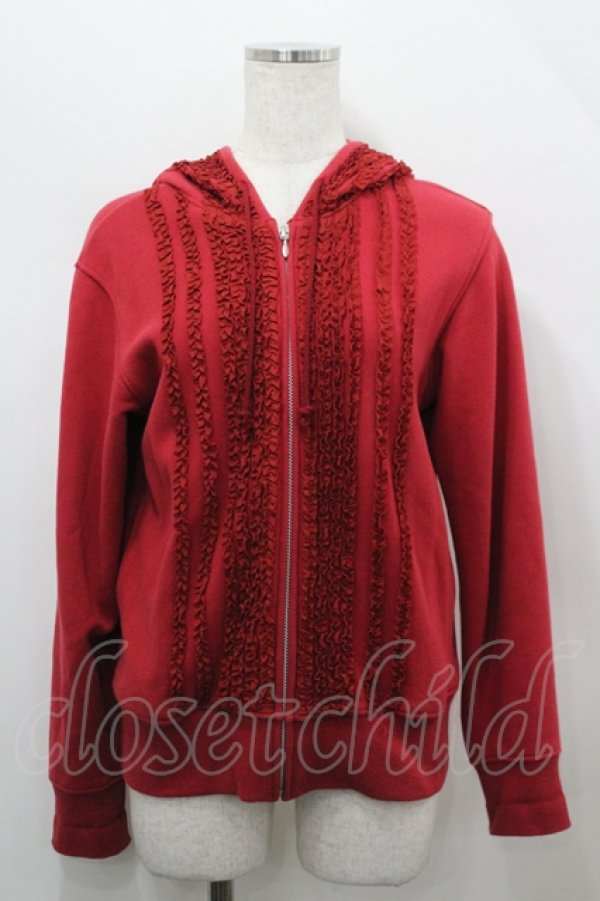 画像1: PINK HOUSE / フード付きピコフリルパーカー M 赤 I-26-04-12-012-LO-TO-TE-ZI (1)