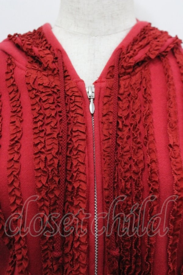 画像3: PINK HOUSE / フード付きピコフリルパーカー M 赤 I-26-04-12-012-LO-TO-TE-ZI (3)