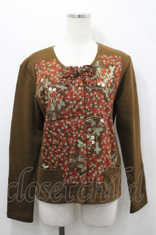 画像1: PINK HOUSE / いちごワッペンスナップボタンカーディガン  ブラウン I-26-04-12-013-LO-TO-SA-ZI (1)