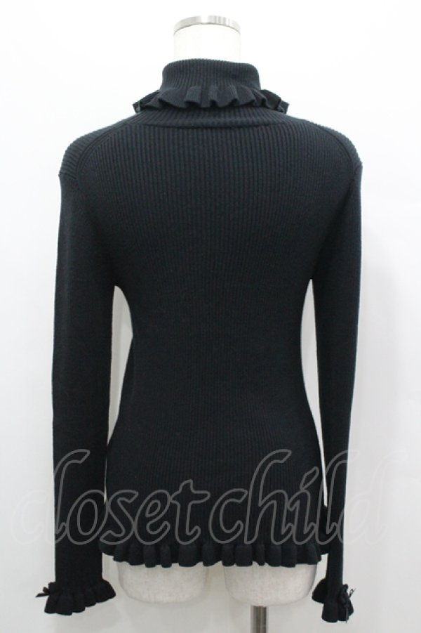 画像2: PINK HOUSE / フリルタートルネックリブニット  黒 I-26-04-12-014-LO-TO-TE-ZI (2)