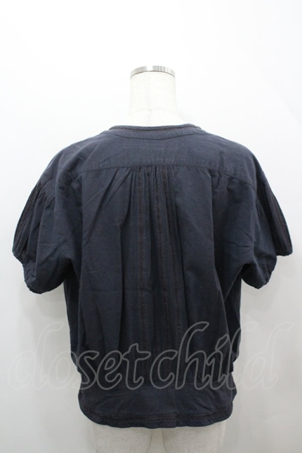 画像2: PINK HOUSE / フロントピンタック半袖ブラウス  ネイビー I-26-04-12-002-LO-BL-SA-ZI (2)