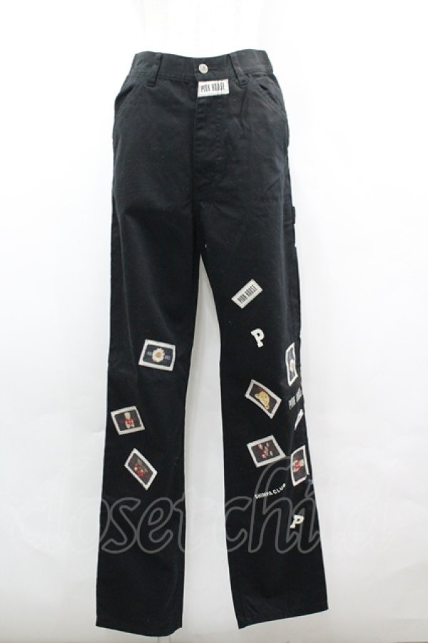 画像1: PINK HOUSE / サークルワッペンパンツ M 黒 I-26-04-12-097-LO-PA-SA-ZI (1)