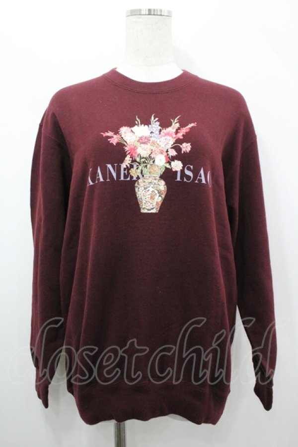 画像1: KANEKO ISAO / フラワー花瓶プリントトレーナー  パープル I-26-04-12-017-EL-TO-SA-ZI (1)