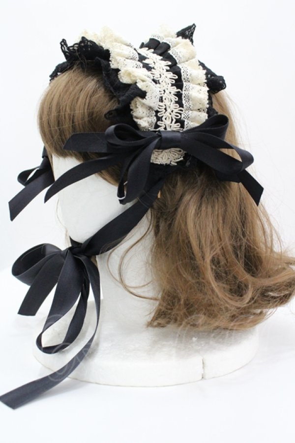 画像2: Hoshibako Works / リリアンヌ姉妹ヘッドドレス  黒 I-26-04-12-114-LO-AC-SA-ZI (2)