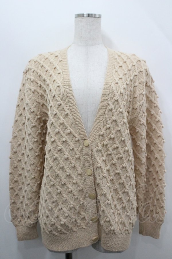 画像1: KANEKO ISAO / ポンポンニットカーディガン  ベージュ I-26-04-12-018-EL-TO-SA-ZI (1)