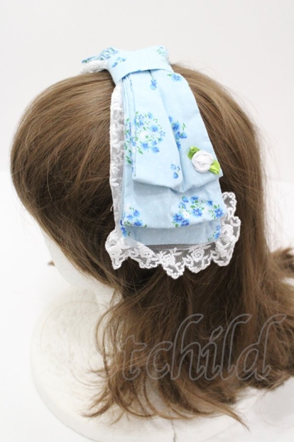 画像2: 愛野えり×HEENIE HEENIE / Petal Pique-niqueリボンヘッドドレス  サックス I-26-04-12-116-LO-AC-SA-ZI (2)