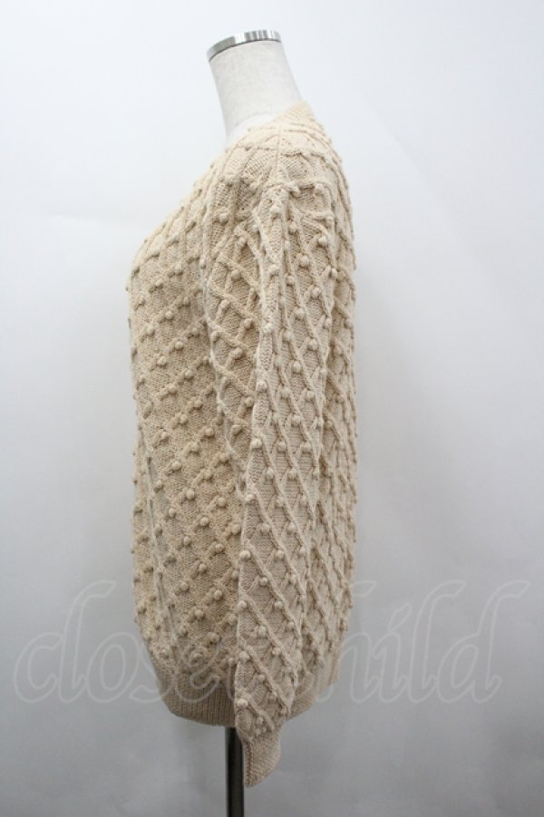 画像2: KANEKO ISAO / ポンポンニットカーディガン  ベージュ I-26-04-12-018-EL-TO-SA-ZI (2)