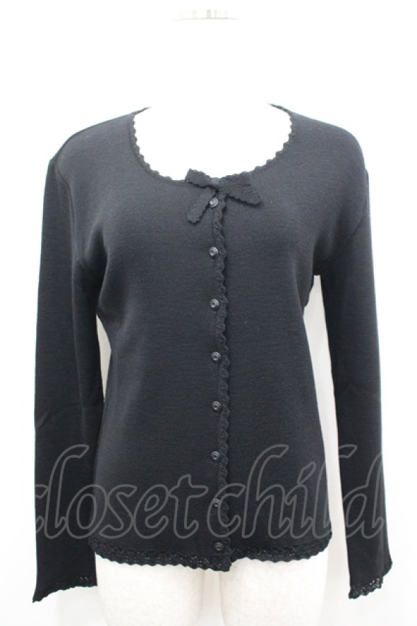 画像1: KANEKO ISAO / リボンニットカーディガン  黒 I-26-04-12-020-EL-TO-TE-ZI (1)