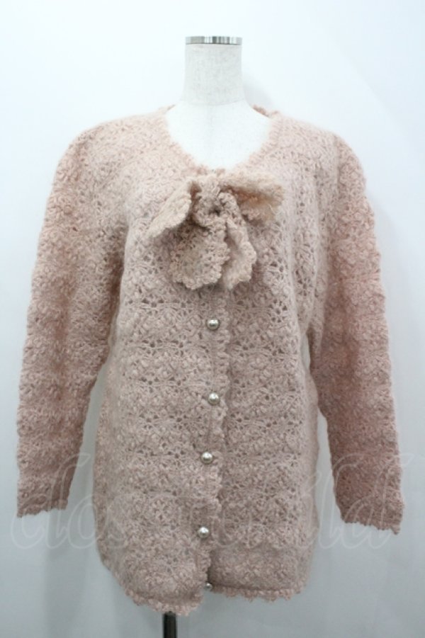 画像1: NOUGAT / リボンフラワーニットカーディガン  ピンク I-26-04-12-022-LO-TO-SA-ZI (1)