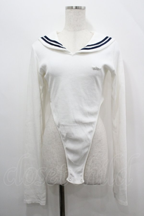 画像1: lilLilly / セーラーレオタードトップス  白Ｘ黒 I-26-04-12-026-LO-TO-SA-ZI (1)