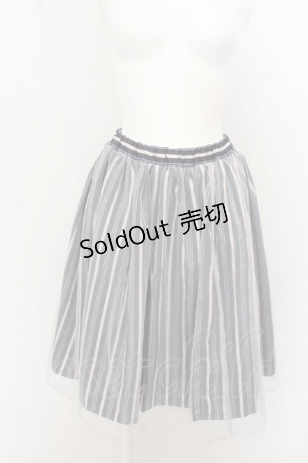 画像1: 【SALE】axes femme / サテンストライプチュールレイヤードスカート O-23-09-19-045-AX-SK-IG-ZT319 (1)