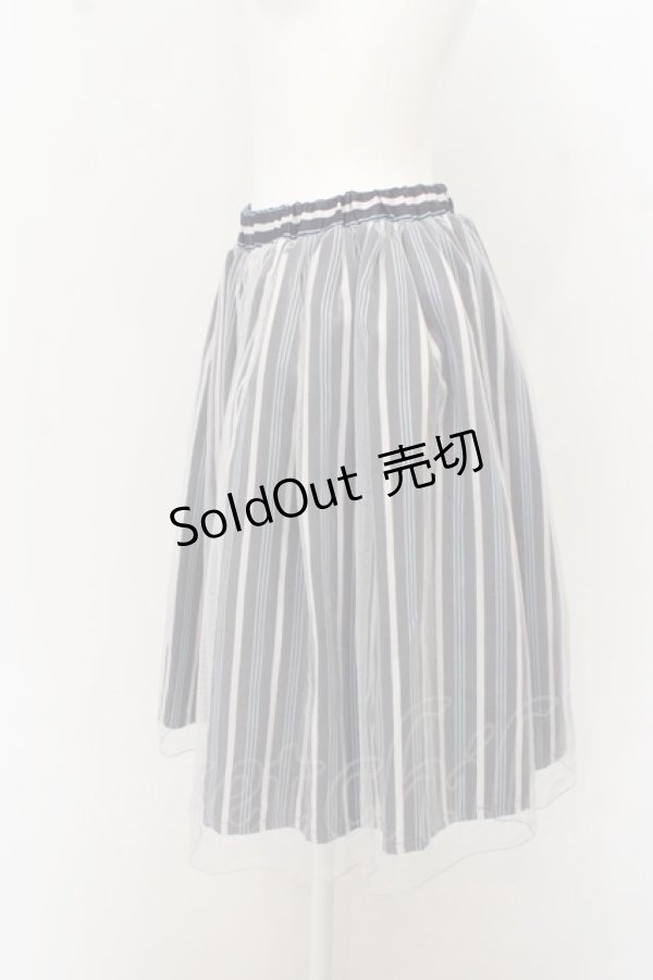 画像2: 【SALE】axes femme / サテンストライプチュールレイヤードスカート O-23-09-19-045-AX-SK-IG-ZT319 (2)