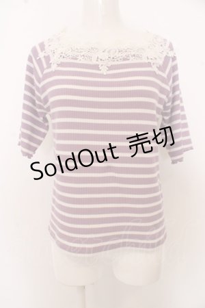 画像: axes femme / モチーフレース使いボーダートップス O-23-09-28-073-AX-TO-OA-ZI