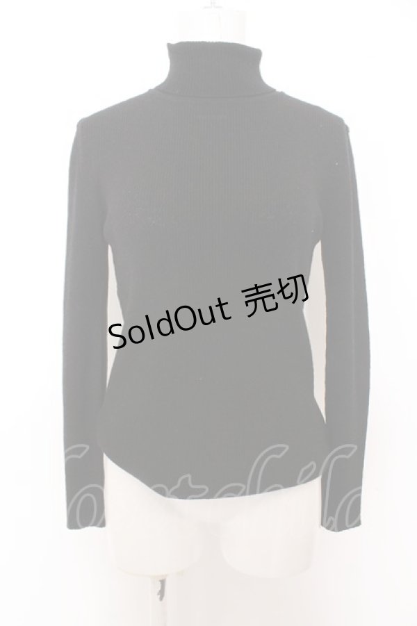 画像1: INGEBORG / ロゴ刺繍タートルニット M クロ O-23-10-20-015-LO-TO-IG-ZT328 (1)