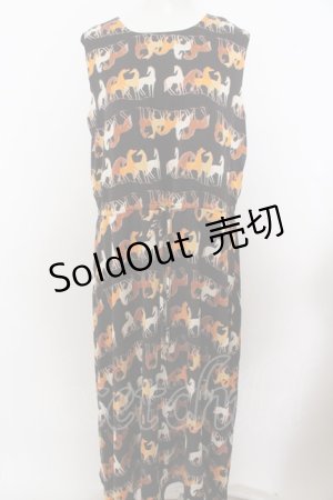 画像: axes femme / ホースptウエストマークワンピース  ブラック×オレンジ系 O-23-10-26-141-AX-OP-IG-ZT311