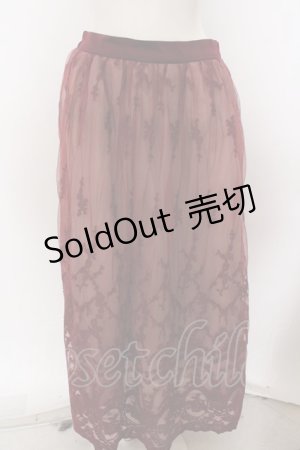 画像: 【SALE】axes femme / パネル柄レースロングスカート  ワイン O-23-10-26-144-AX-SK-IG-ZT089