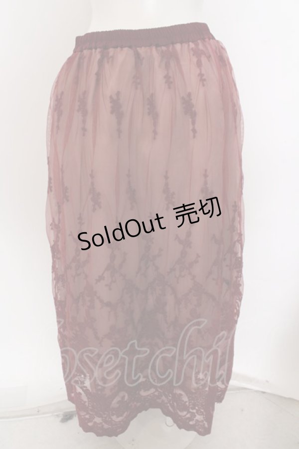 画像2: 【SALE】axes femme / パネル柄レースロングスカート  ワイン O-23-10-26-144-AX-SK-IG-ZT089 (2)