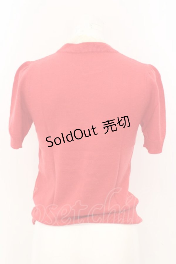 画像3: Jane Marple Dans Le Saｌon / レーススタンドネックニットトップス M アカ O-23-10-31-019-JM-TO-YM-ZT348 (3)