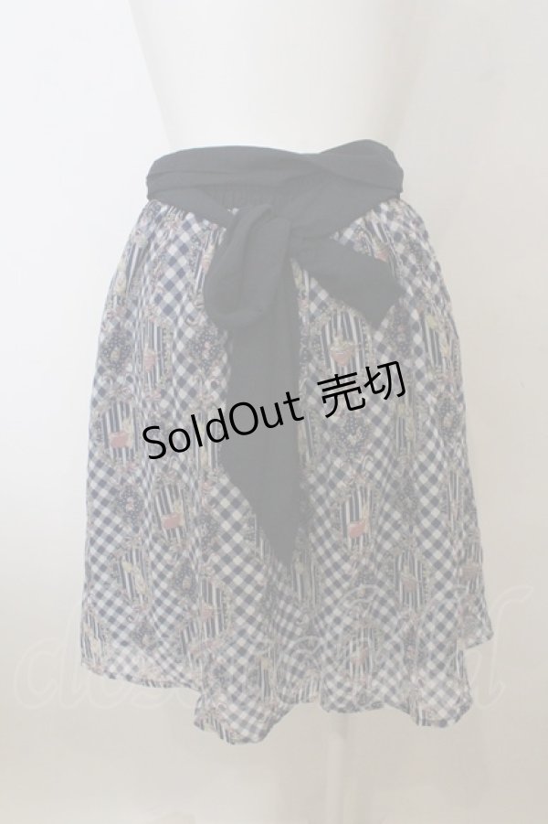画像3: 【SALE】axes femme POETIQUE / フラワーフレームギンガムスカート  ネイビー O-23-11-05-015-AX-SK-IG-ZT320 (3)