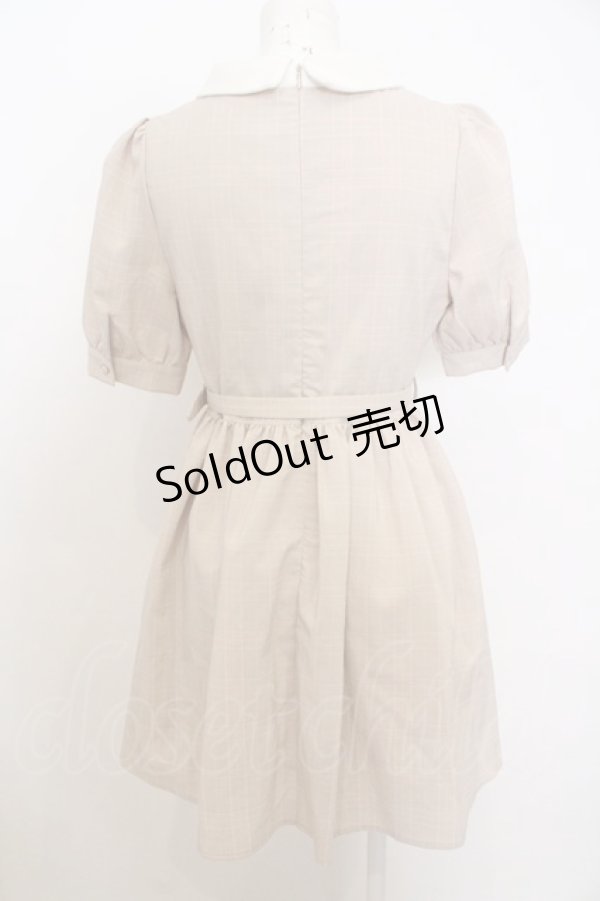 画像2: 【SALE】evelyn / グレンチェック半袖ワンピース  ベージュ O-23-11-06-039-LO-OP-IG-ZT261 (2)