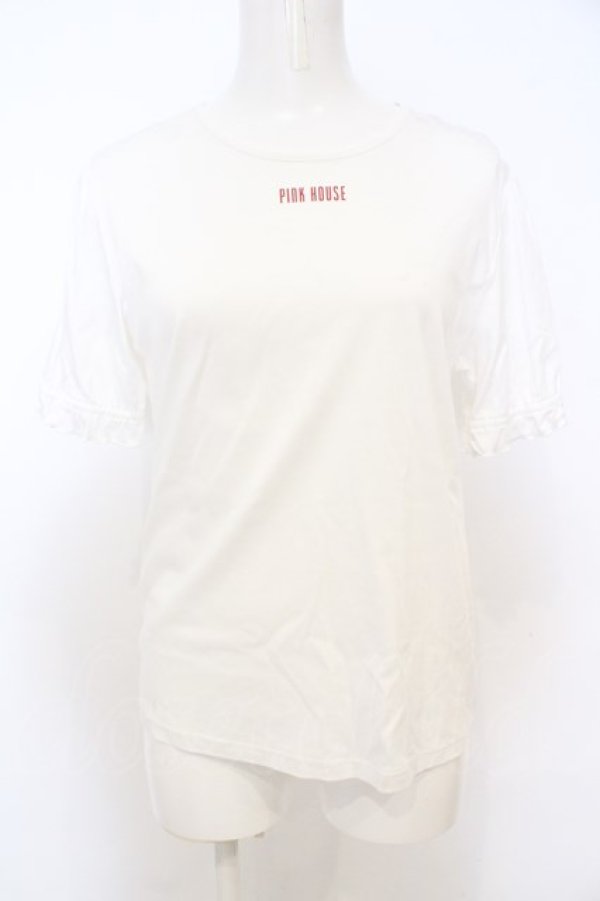 画像1: PINK HOUSE / ロゴTシャツ  シロ O-23-11-15-173-LO-TO-IG-ZT328 (1)